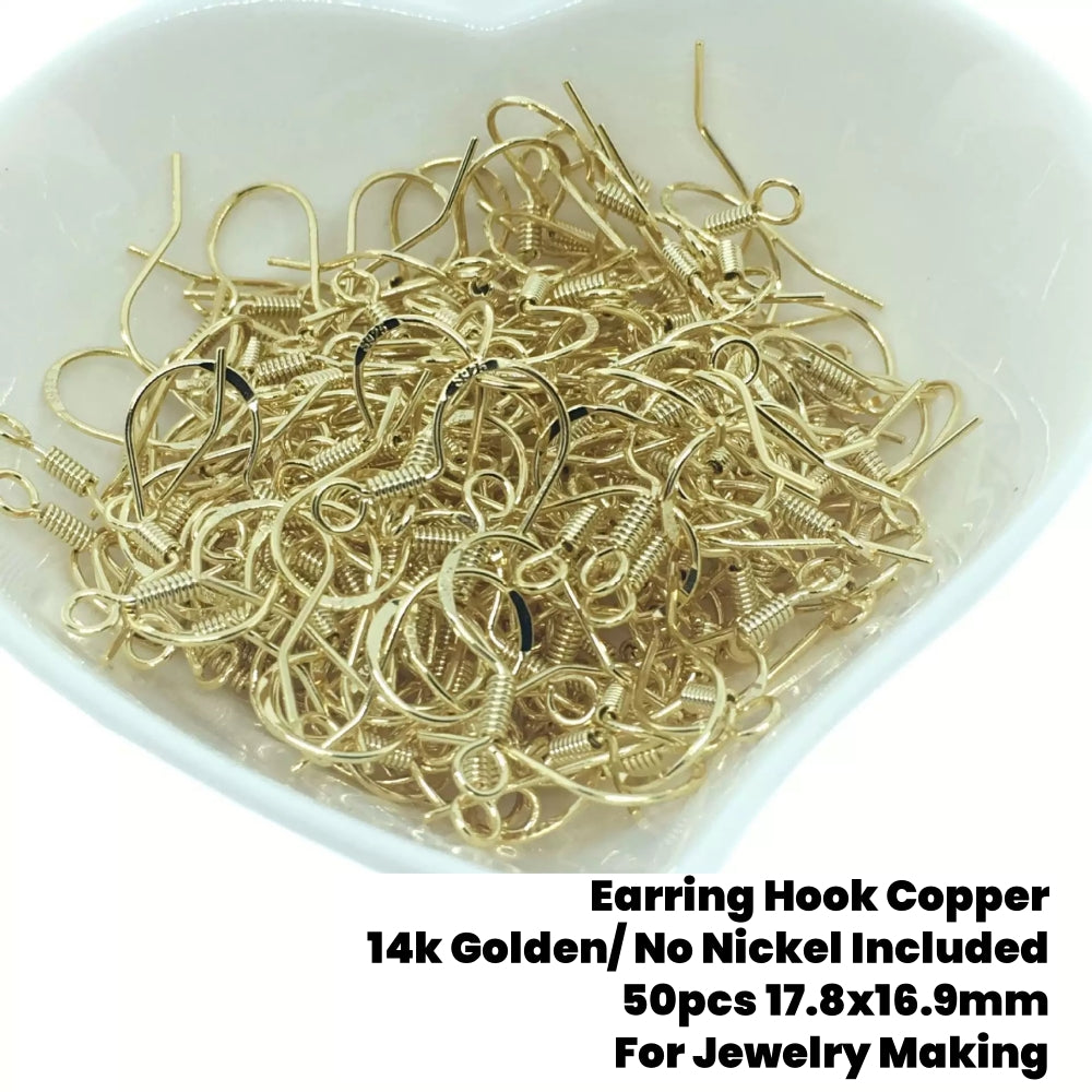 50pcs Copper Earring Hook Golden (No Nickel)