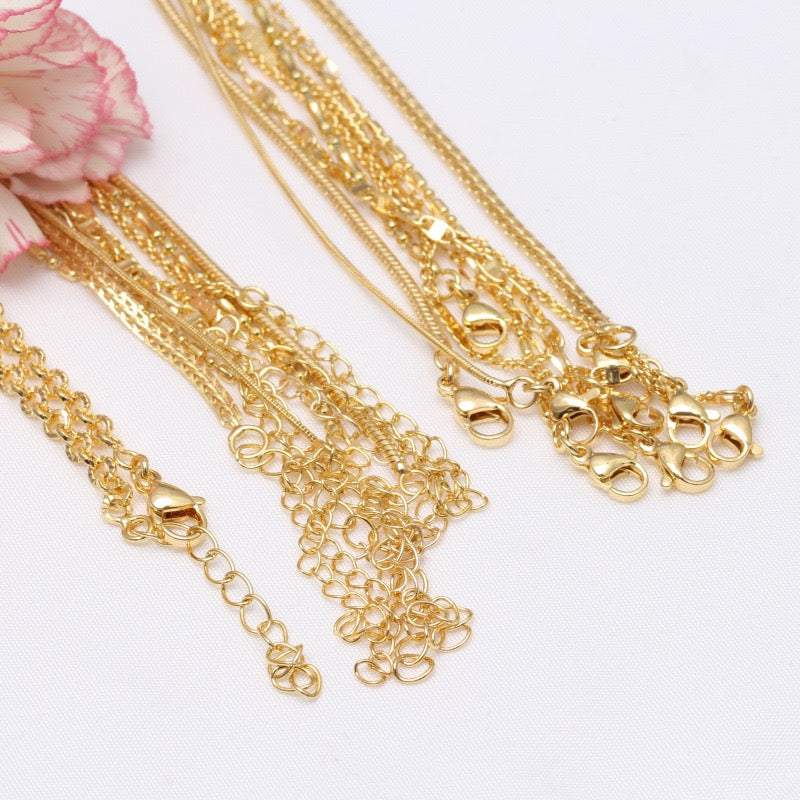 18k Gold Plated Necklace Copper Chain 5pcs