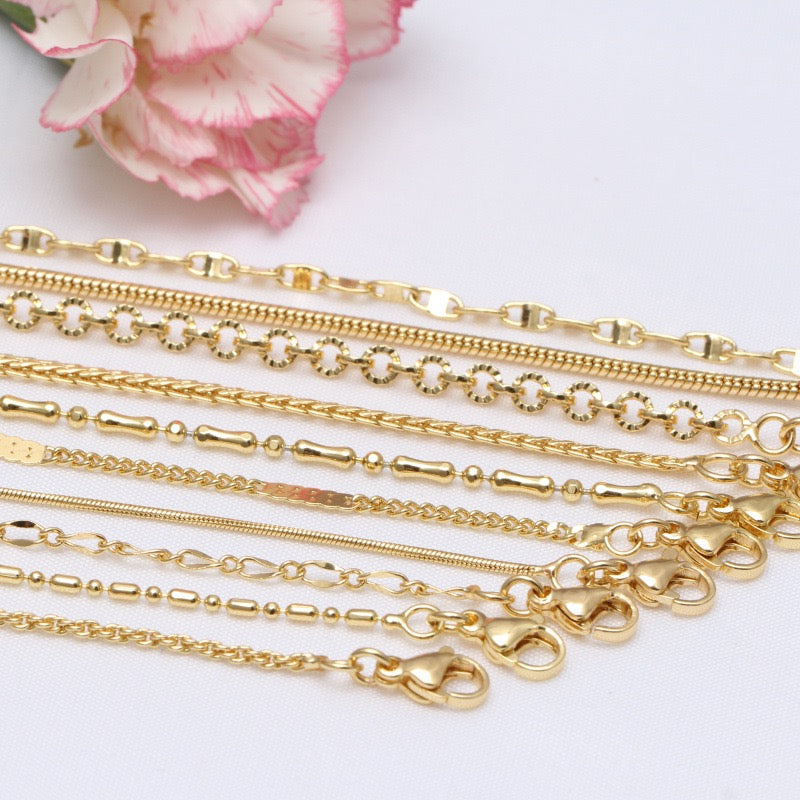 18k Gold Plated Necklace Copper Chain 5pcs