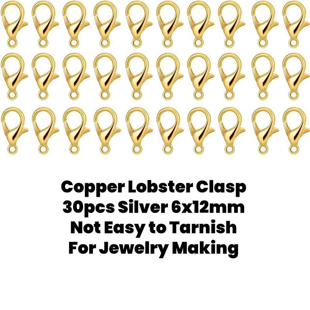 30pcs Copper Lobster Clasp Golden