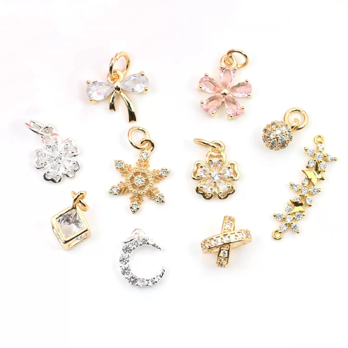 10pcs Copper Zircon Pendant
