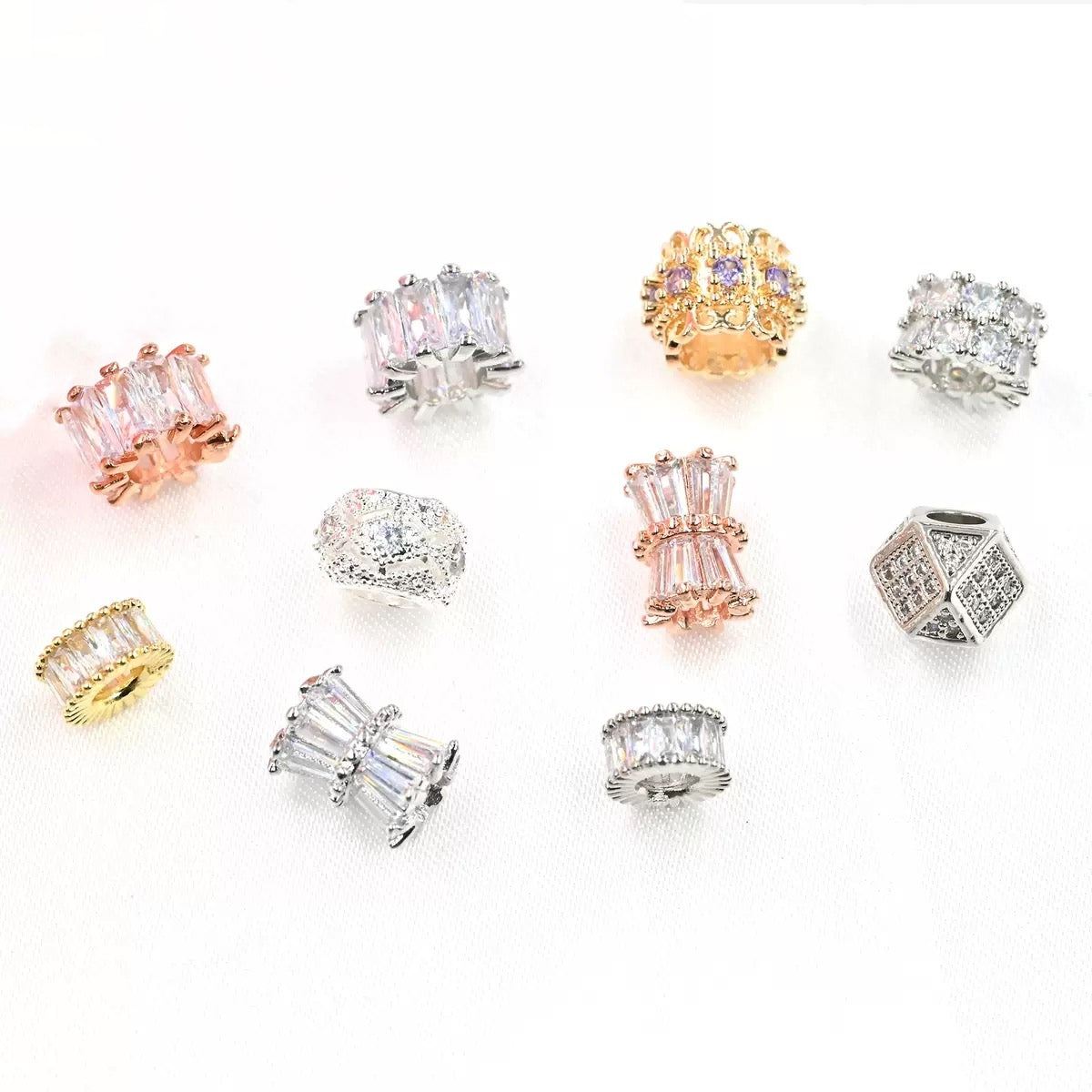 10pcs Copper Zircon Spacer