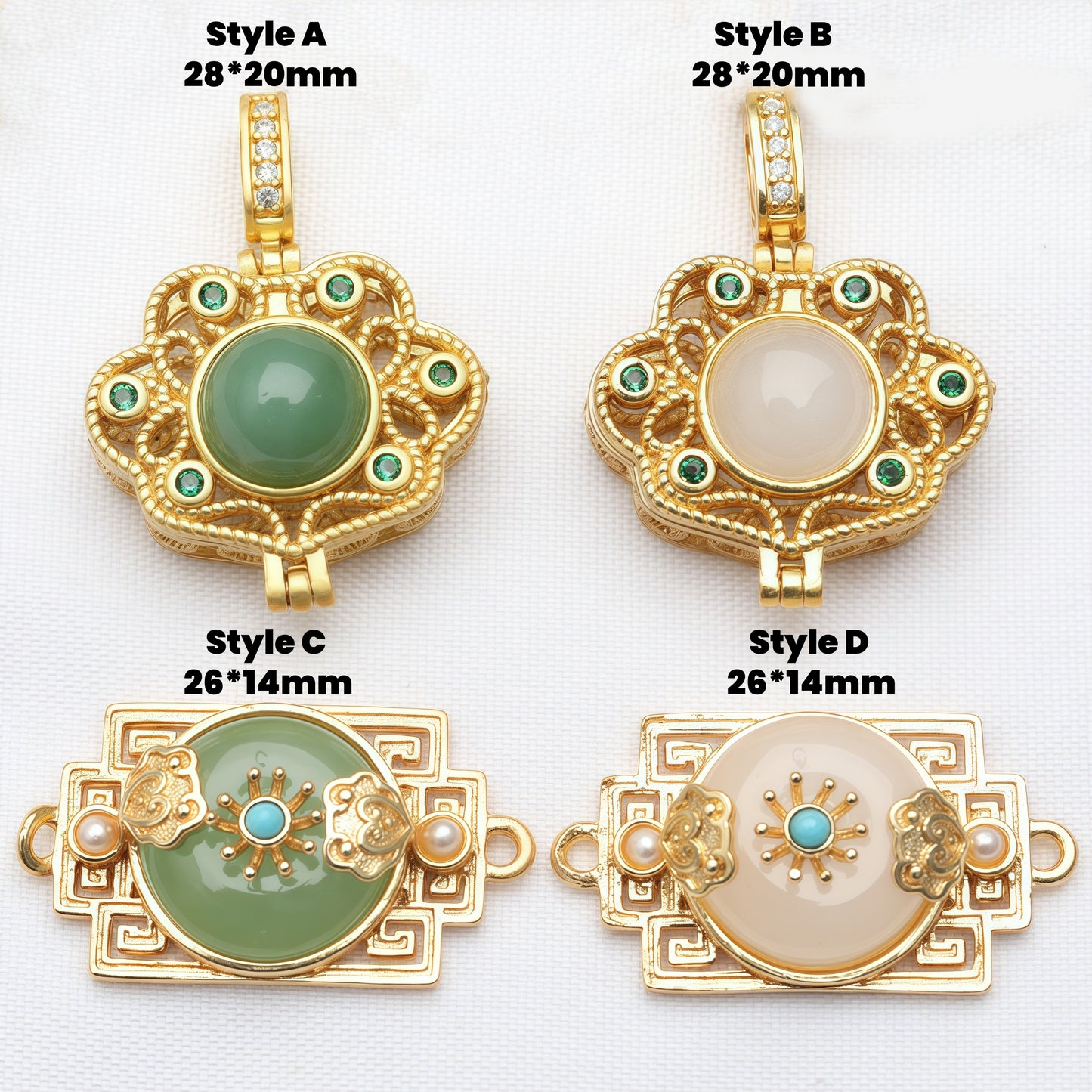 5pcs Ruyi Lock Copper Alluvial Gold Spacer/Pendant