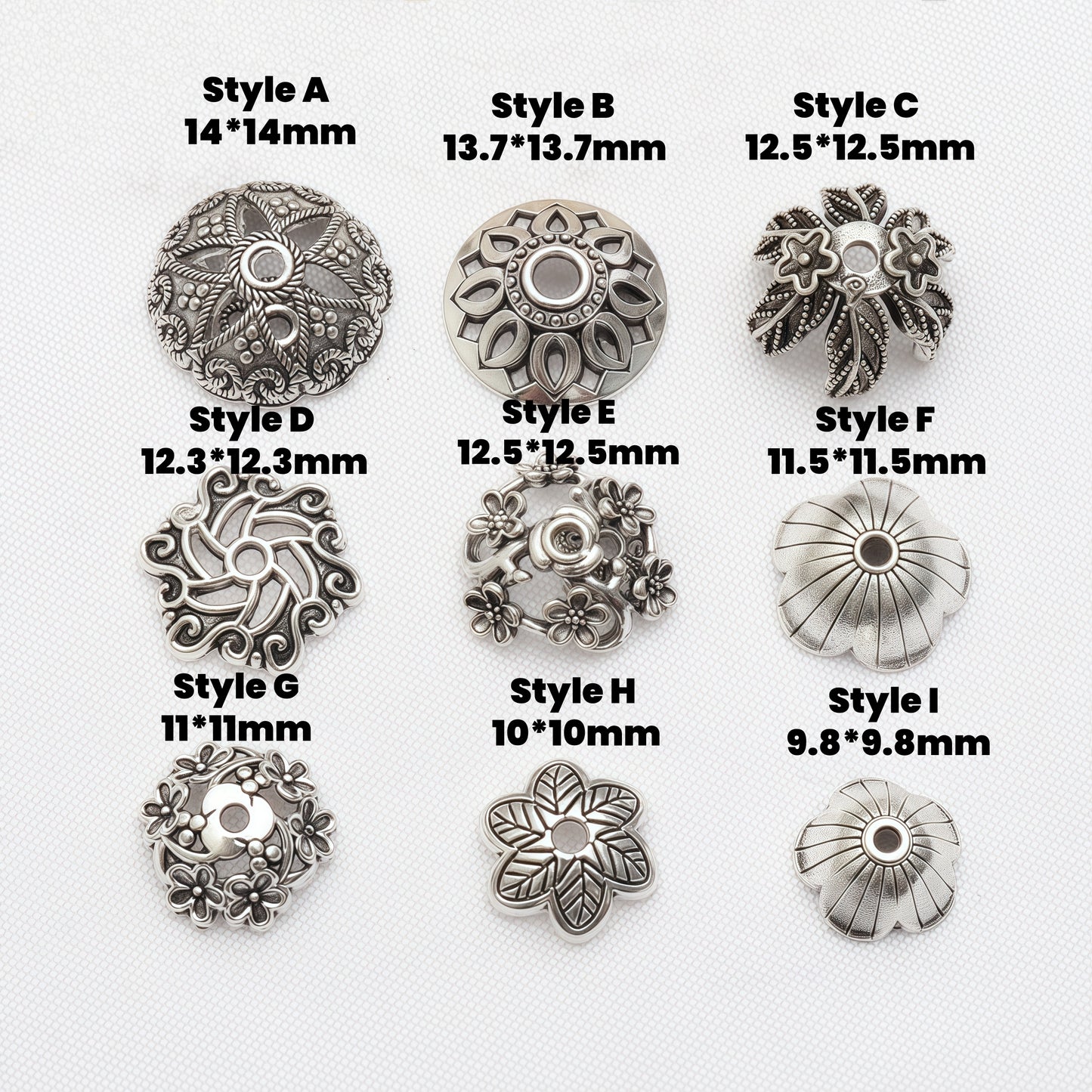 Dark Silver Bead Cap - 1 bag