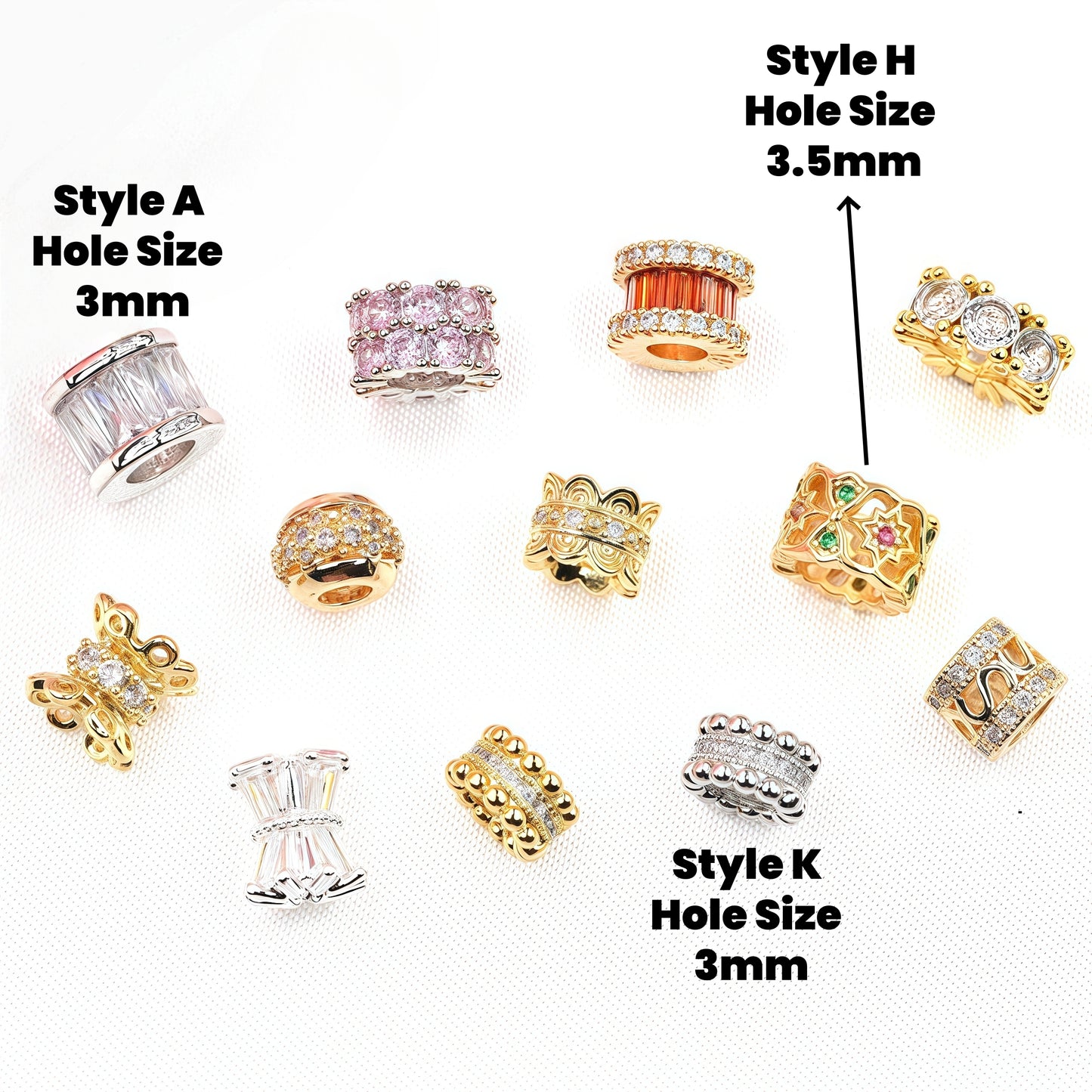 10pcs Copper Spacer with Zircon