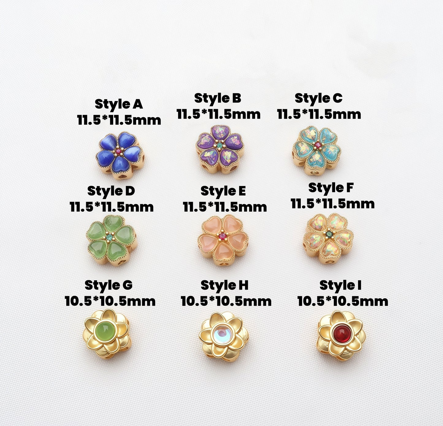10pcs Flower Spacer Copper Alluvial Gold