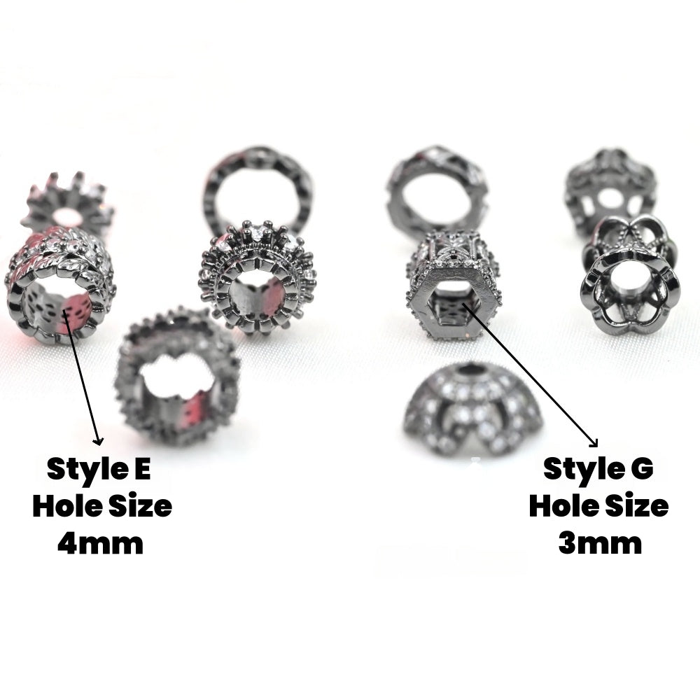 10pcs Black Copper Spacer with Zircon