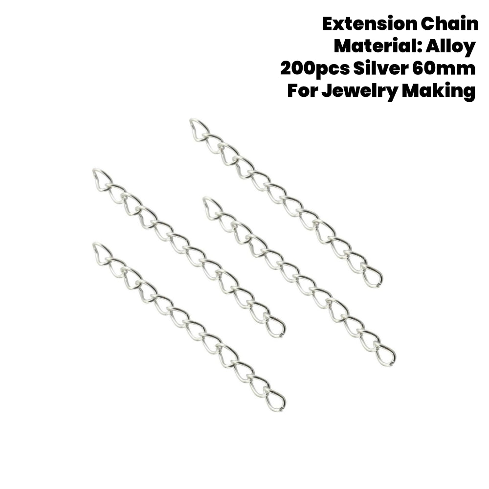 200pcs Extension Chain 60mm Alloy