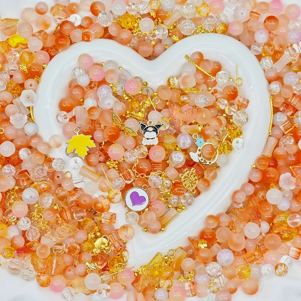 8&10mm Mixed - Mari Gold Glass Bead 100g