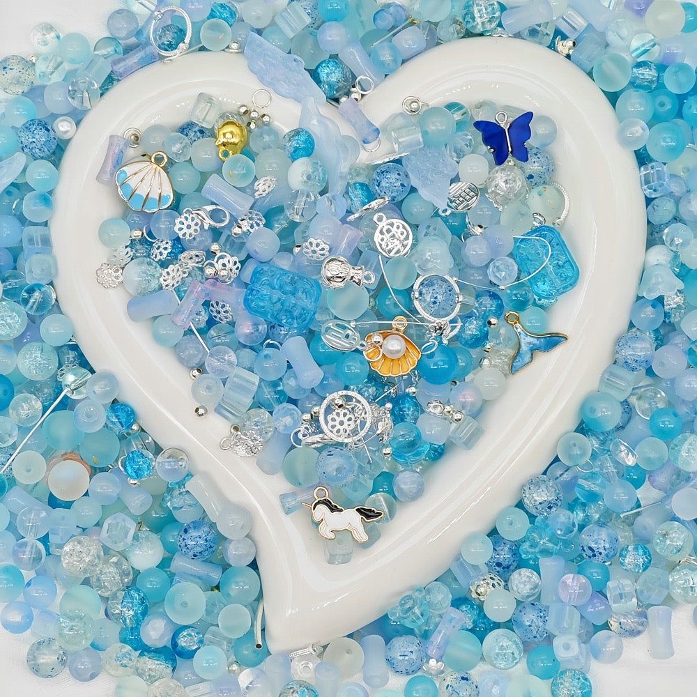 8&10mm Mixed - Mermaid Glass Bead 100g