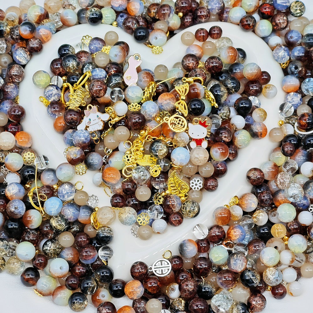 8&10mm Mixed - Mochaccino Glass Bead 100g