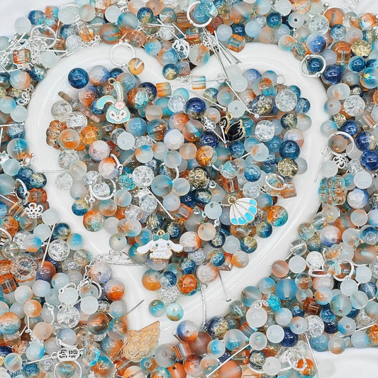 8&10mm Mixed - Sunset Glow Glass Bead 100g
