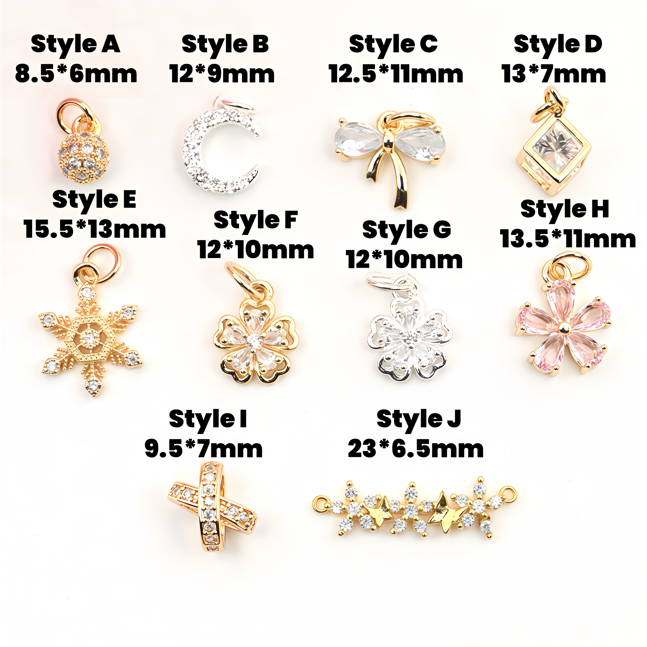 10pcs Copper Zircon Pendant