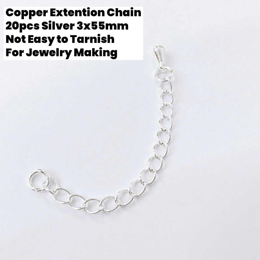 20pcs Copper Extension Chain 55mm Silver