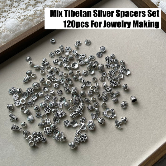 120pcs Mix Tibetan Silver Spacers Set
