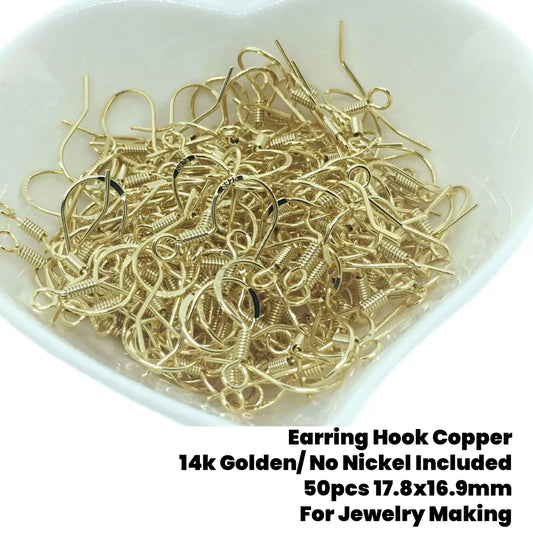 50pcs Copper Earring Hook Golden (No Nickel)
