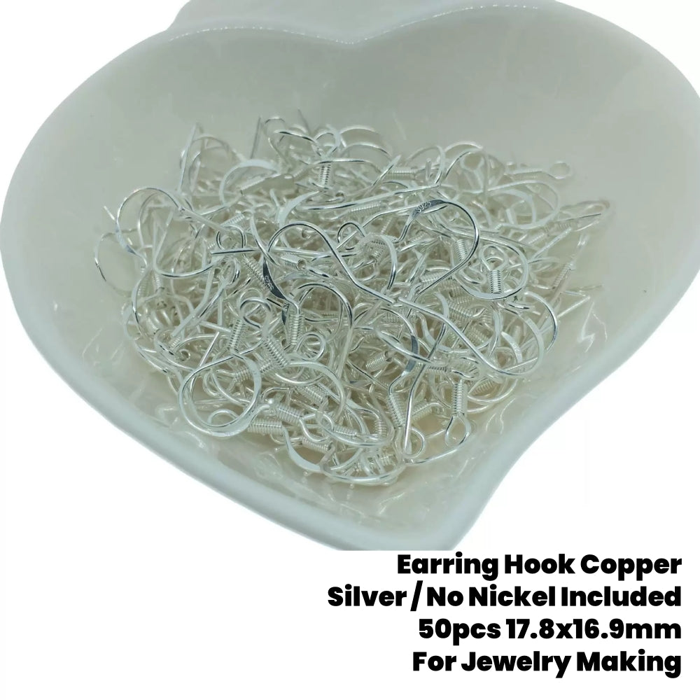50pcs Copper Earring Hook Silver (No Nickel)