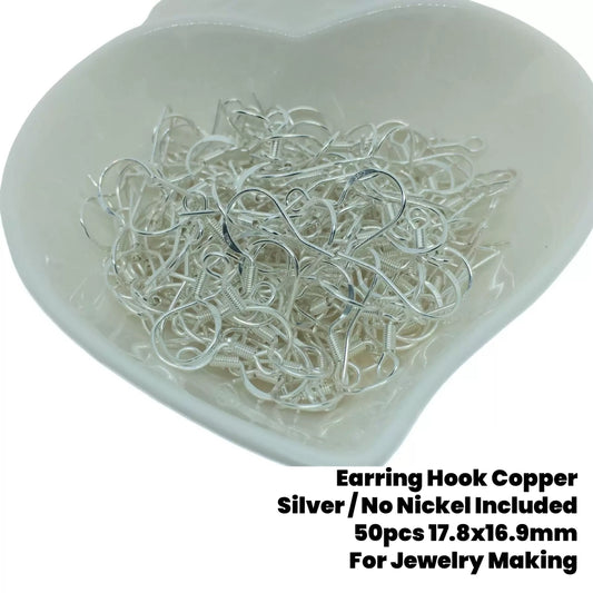 50pcs Copper Earring Hook Silver (No Nickel)