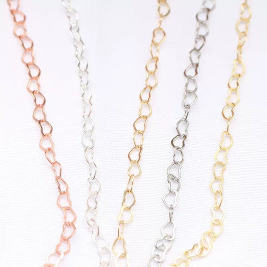 3x4mm Copper Heart Chain for DIY (3 meters)