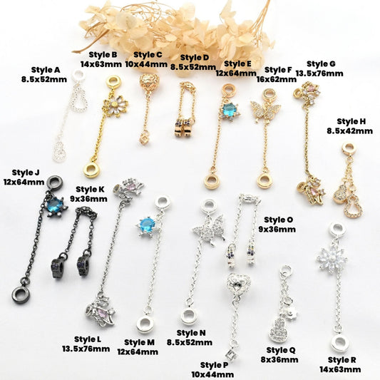 5pcs Copper Spacer with Dangling Chain