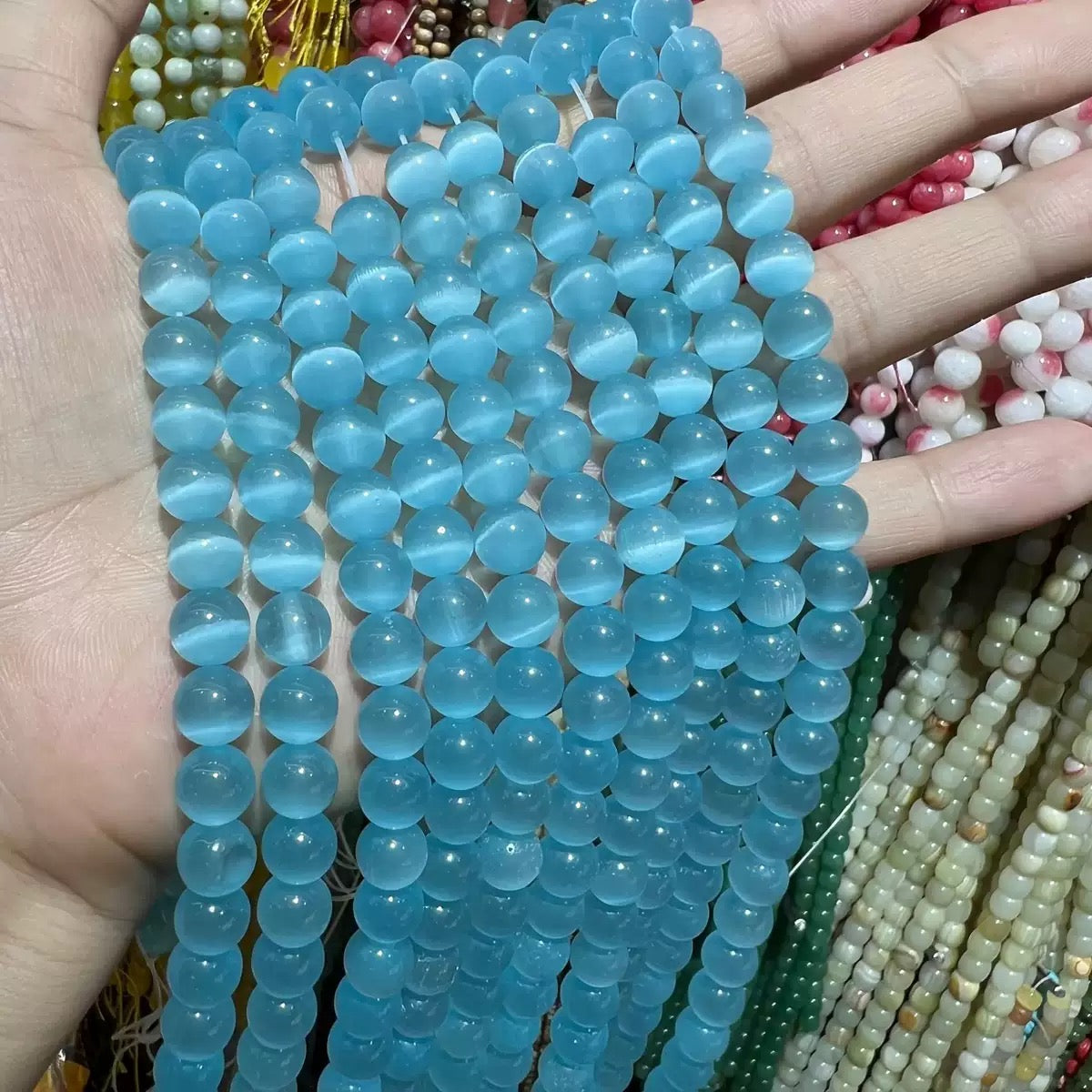 8mm Cat Eyes Round Bead