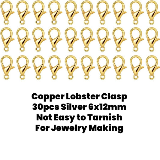 30pcs Copper Lobster Clasp Golden
