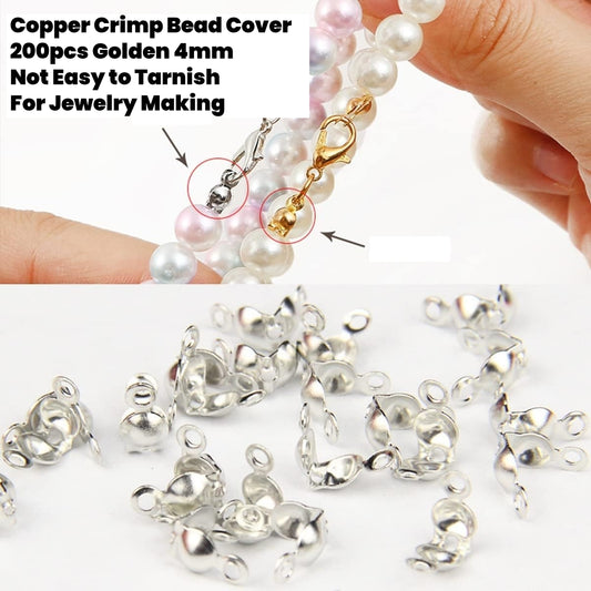 200pcs Copper Crimp Bead Cover 4mm Golden