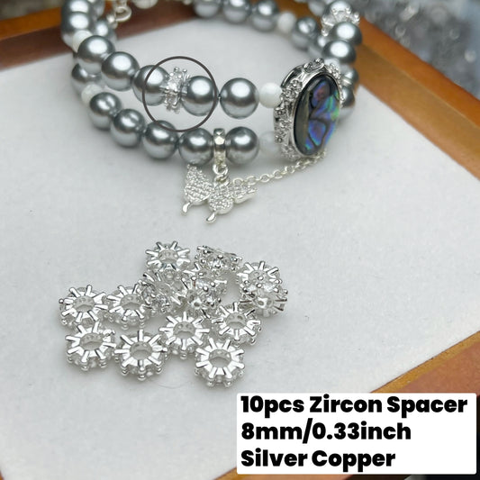 Zircon Round Silver Spacer