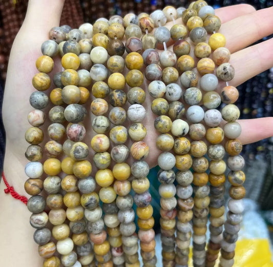8mm 10mm Natural Crazy Lace Agate Round Bead