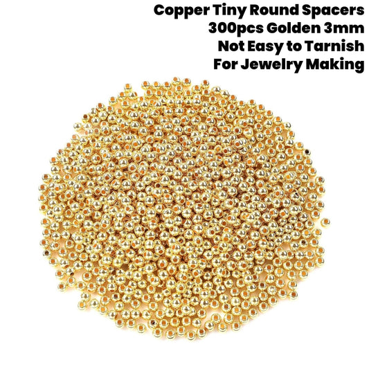 300pcs Copper Tiny Round Spacer 3mm Golden