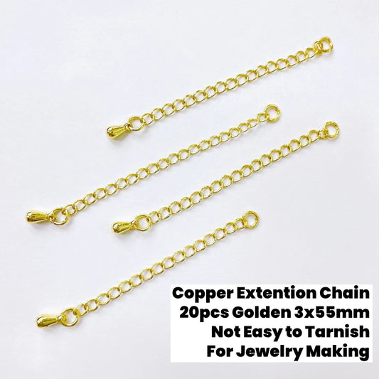 20pcs Copper Extension Chain 55mm Golden