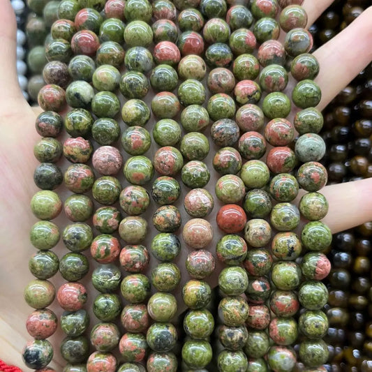 8mm 10mm Natural Unakite Round Bead