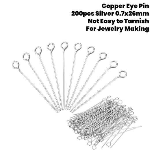 200pcs Copper Eye Pin 26mm Silver