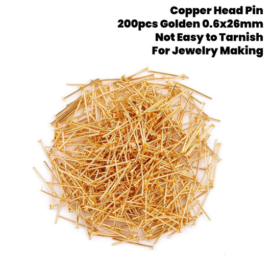 200pcs Copper  Head Pin 26mm Golden