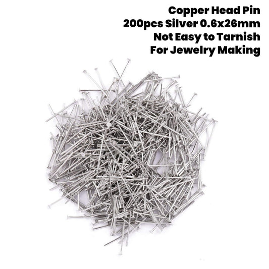 200pcs Copper Head Pin 26mm Silver