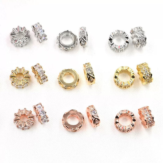 10pcs Copper Spacer with Zircon