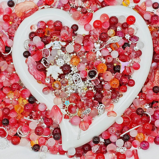 8&10mm Mixed - Burgundy Rose Glass Bead 100g