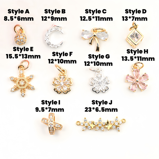 10pcs Copper Zircon Pendant