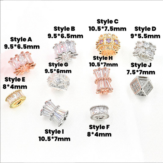 10pcs Copper Zircon Spacer