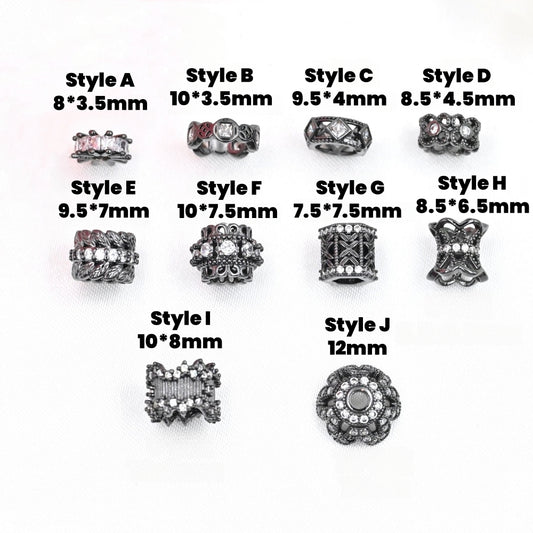 10pcs Black Copper Spacer with Zircon