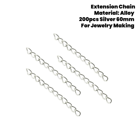 200pcs Extension Chain 60mm Alloy