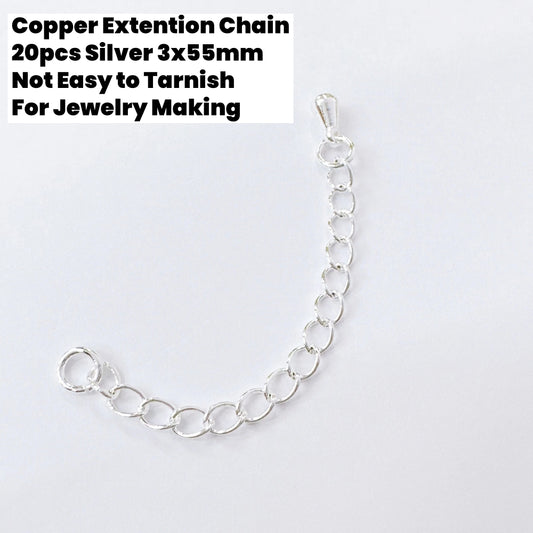 20pcs Copper Extension Chain 55mm Silver