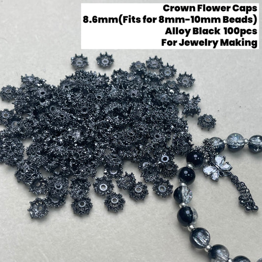 100pcs Crown Bead Cap Alloy Spacers Black