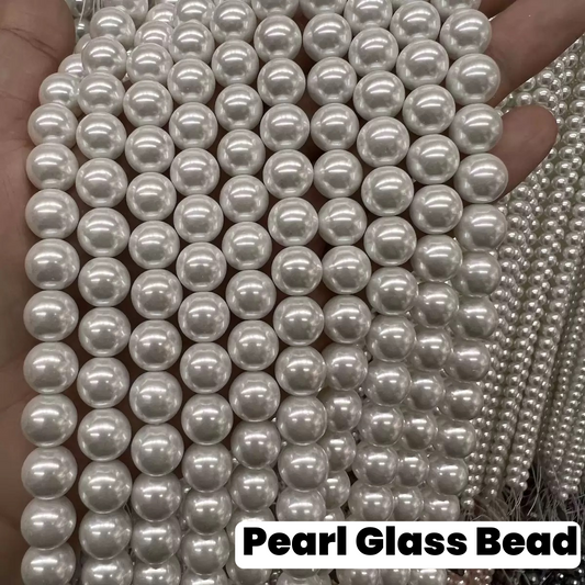 4/6/8/10/12/14mm White Pearl Glass Round Bead