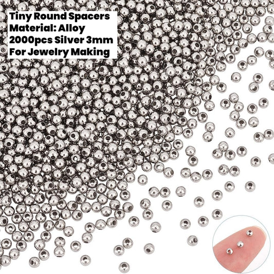 2000pcs Tiny Round Spacer 3mm Alloy