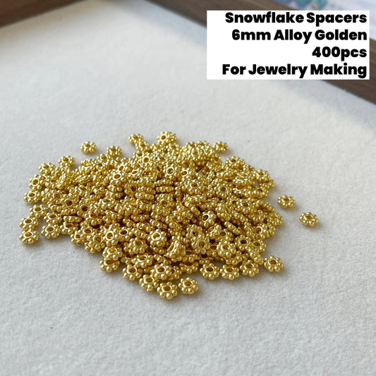 400pcs Snowflake Spacers Alloy 6mm Golden